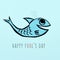 Paper fish and text happy fools day
