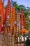 Paper flag on the pile of sand or Sand pagoda in Songkran festival at Jedlin Temple located in Muang, Chiang Mai, Thailand.