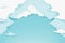 Paper fluffy clouds in blue sky. Modern 3d paper cut style background in pastel colors