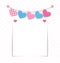 Paper frame with stitched hearts buntings garlands