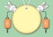 Paper full moon with cute rabbits on pastel green background, Concept for mid autumn festival and greeting card .