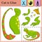 Paper game for kids. Create the applique cute Iguana. Cut and glue. Wild animal. Education logic game for preschool kids.