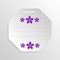 Paper gift badge template with paper violet flowers on grayscale background.