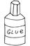 Paper glue in a tube with a brush, stationery, vector illustration in doodle style, coloring book