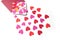 Paper heart falling from envelope on white background - valentine`s day concept