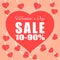Paper heart mobile promotion banner sale Valentine`s day theme vector background