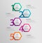 Paper infographic vertical template with 5 hexagon options.