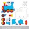 Paper kid game. Easy application for kids with Blue Locomotive.