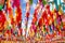 Paper lanterns festival  , colorful lamp  hanging on line rope blue sky background , decorations for celebration loy krathong