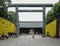 Paper lanterns and second Gate Daini Torii at Yasukuni Shrine. Tokyo, Japan