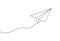 Paper line plane. Sketch of airplane with path. Icon of paper aeroplane for travel, dream, letter and startup. Outline