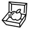 Paper lunchbox with apple icon, outline style