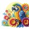 Paper Magic: Kirigami Parrot\\\'s Vibrant Plumage Amidst Blooms, White Isolation for Pure Artistic Elegance