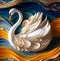 Paper manipulation quill in the form of a white swan, generative Ai