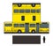 The paper model of a yellow small bus