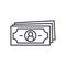 Paper money black icon concept. Paper money flat vector symbol, sign, illustration.