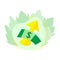 Paper money on golden up arrow background. Dollar on a background of green leaves. Finance and growth concept. Economic