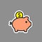Paper moneybox piggy bank sticker, vector label