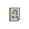 Paper with music note filled outline icon