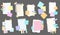 Paper notes stickers. Set of different vector note papers. Blank of multicolor stickers. Sticky sheets of various colors