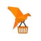 Paper orange bird holding basket