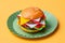 Paper Origami Burger on a Plate: Concept of Colorful Diet and Fast Food, generative AI