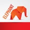 Paper origami Elephant. Can be used for corporate identity. Red minimalist concept.