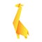 Paper origami shape - giraffe, yellow. The Japanese art of folding paper figures is a hobby, needlework