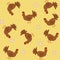Paper pattern with brown chickens and eggs on yellow background - vector