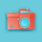 Paper photo camera with different details in pastel colors with