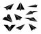 Paper plane. Black silhouette. Set of icons. Vector