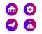 Paper plane, Carousels and Clean skin icons set. Chemistry lab sign. Airplane, Attraction park, Cold protect. Vector