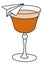 Paper Plane classic New Era cocktail in specific glass. Bourbon Whiskey and Aperol based drink decorated with a small