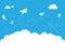 Paper Plane Cloud on Blue Sky Vector Design Concept