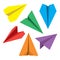 Paper Plane Flat Symbols Set. Paper Origami Airplanes.