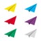 Paper plane icon minimalist symbol set on white background.