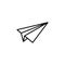 Paper plane line icon. Flat origami airplane isolated on white background. Vector illustration.