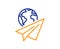 Paper plane line icon. International flight sign. Vector