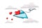 Paper plane with loves cartoon illustration