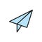 Paper plane, post, communication flat color icon.