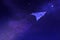 Paper plane in the starry cosmic sky. Space