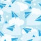 Paper planes seamless pattern. Abstract background with origami airplanes and round clouds.