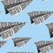 Paper planes seamless pattern on a blue background. Vector ornam