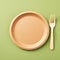 Paper Plate, Fork, Knife, Eco Tableware, Disposable Cutlery, Biodegradable, Eco Bio Table Setting for Picnic