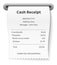 Paper receipt printed from cash register. Sale document