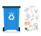 Paper recycling garbage can trash isolated flat design icon vector illustration