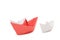 Paper ships isolated over white