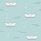 Paper ships seamless background