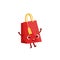 Paper Shopping Gift Bag Kids Birthday Party Happy Smiling Animated Object Cartoon Girly Character Festive Illustration