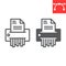 Paper shredder line and glyph icon, security and paperwork, document shredder sign vector graphics, editable stroke